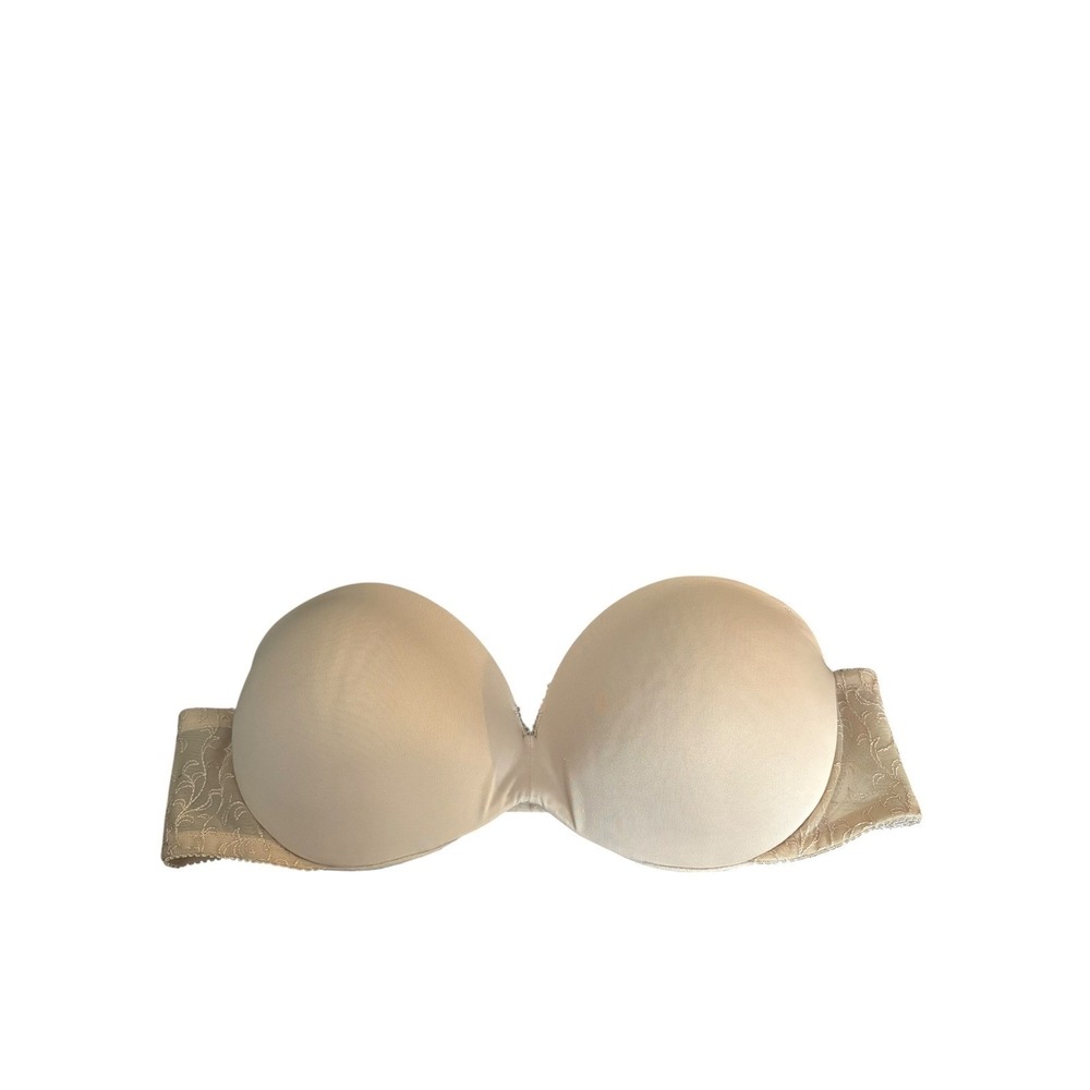 Lily of France Strapless Bra 38B Nude Beige Convertible Padded Underwire‎ As is